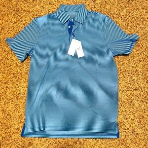 Southern Tide BRRR Active Golf Polo Shirt Mens Size Medium Striped Blue NWT $108
